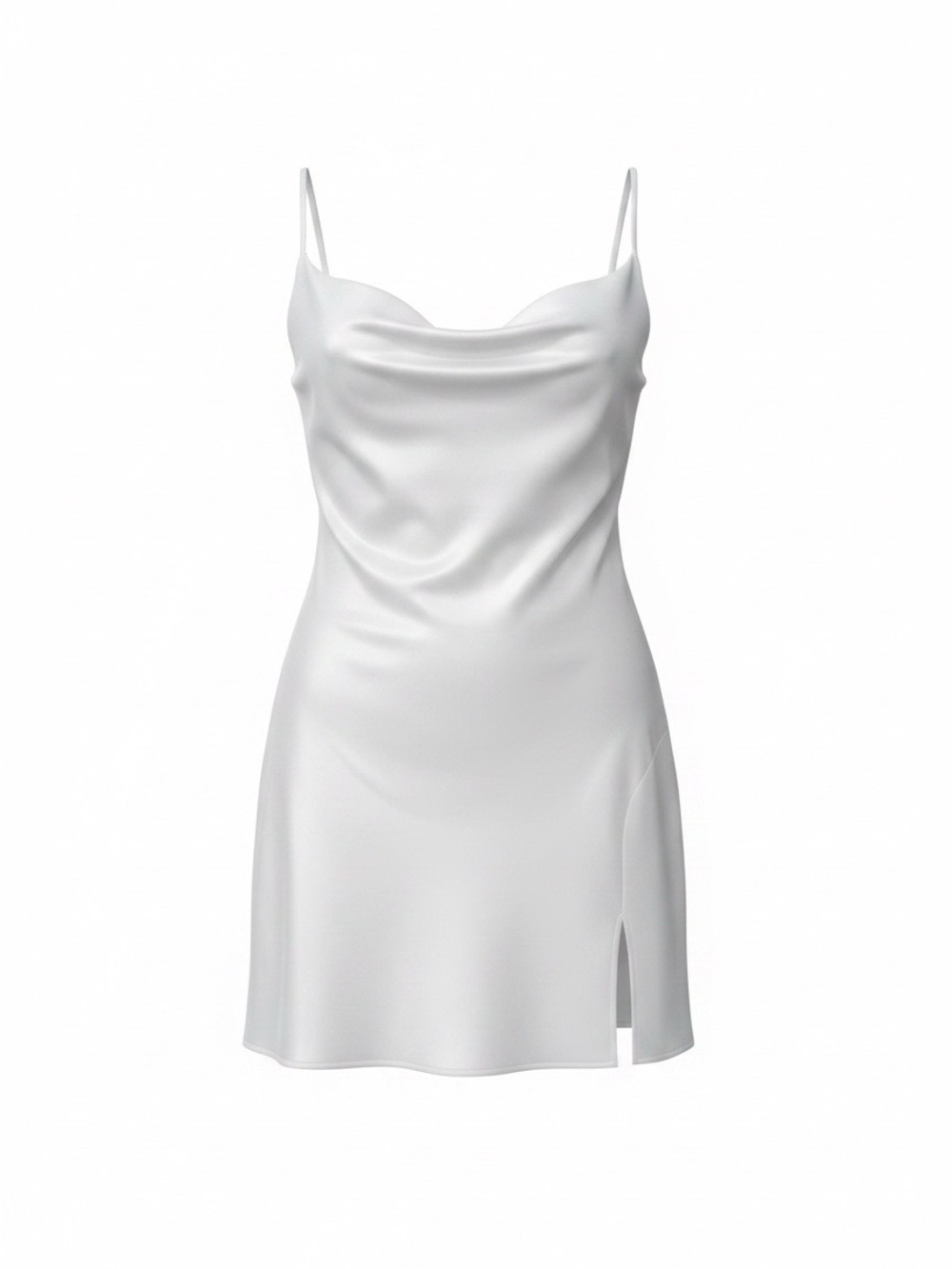 Astr White Satin Cowl Slip Dress
